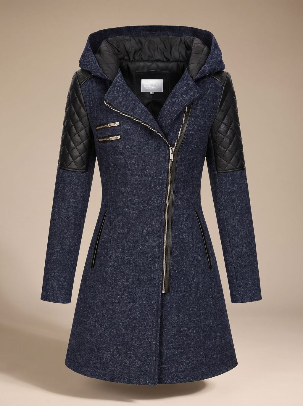 Women's Quilted Wool-Blend Hooded Coat