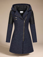 Women's Quilted Wool-Blend Hooded Coat