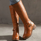 Women's Block-Heel Leather Boots