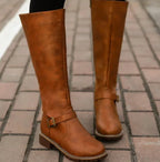 Women's Block-Heel Leather Boots