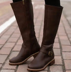 Women's Block-Heel Leather Boots
