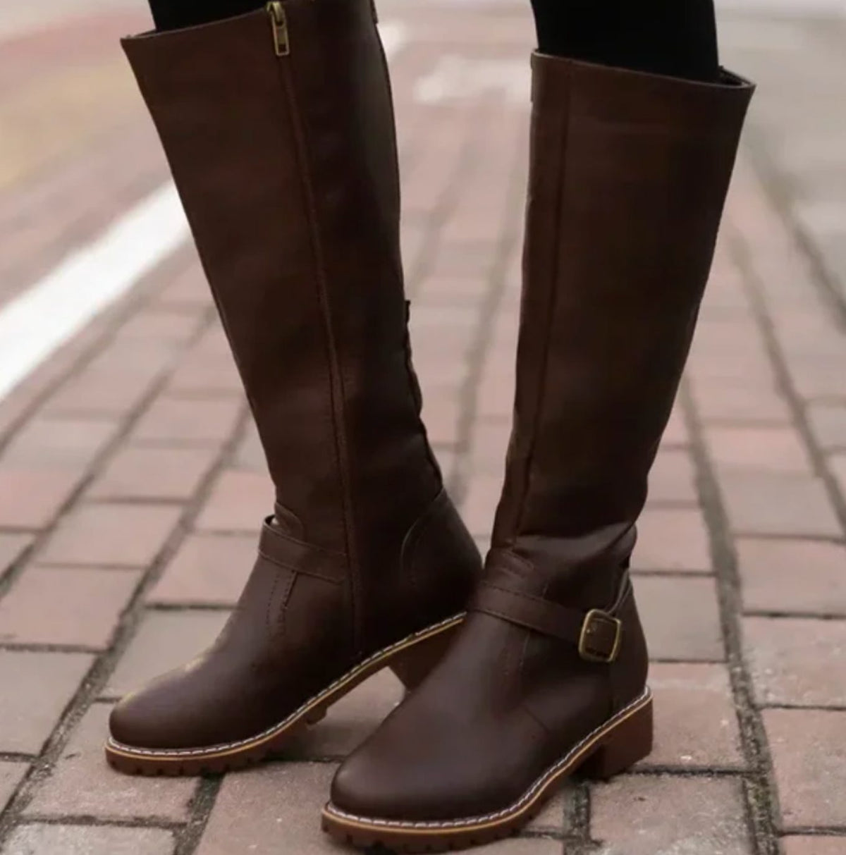 Women's Block-Heel Leather Boots
