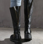 Women's Block-Heel Leather Boots