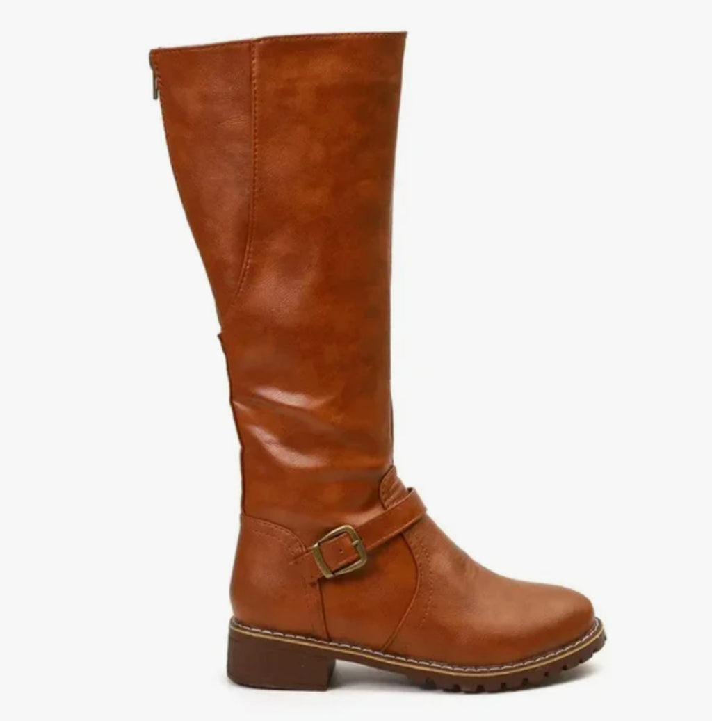 Women's Block-Heel Leather Boots