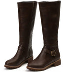 Women's Block-Heel Leather Boots