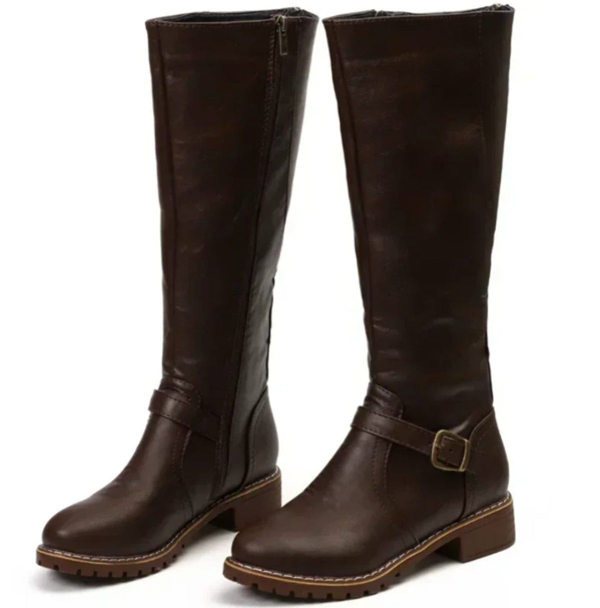 Women's Block-Heel Leather Boots