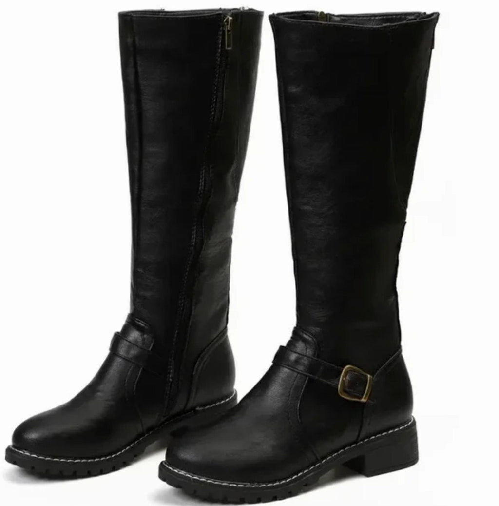 Women's Block-Heel Leather Boots