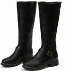 Women's Block-Heel Leather Boots