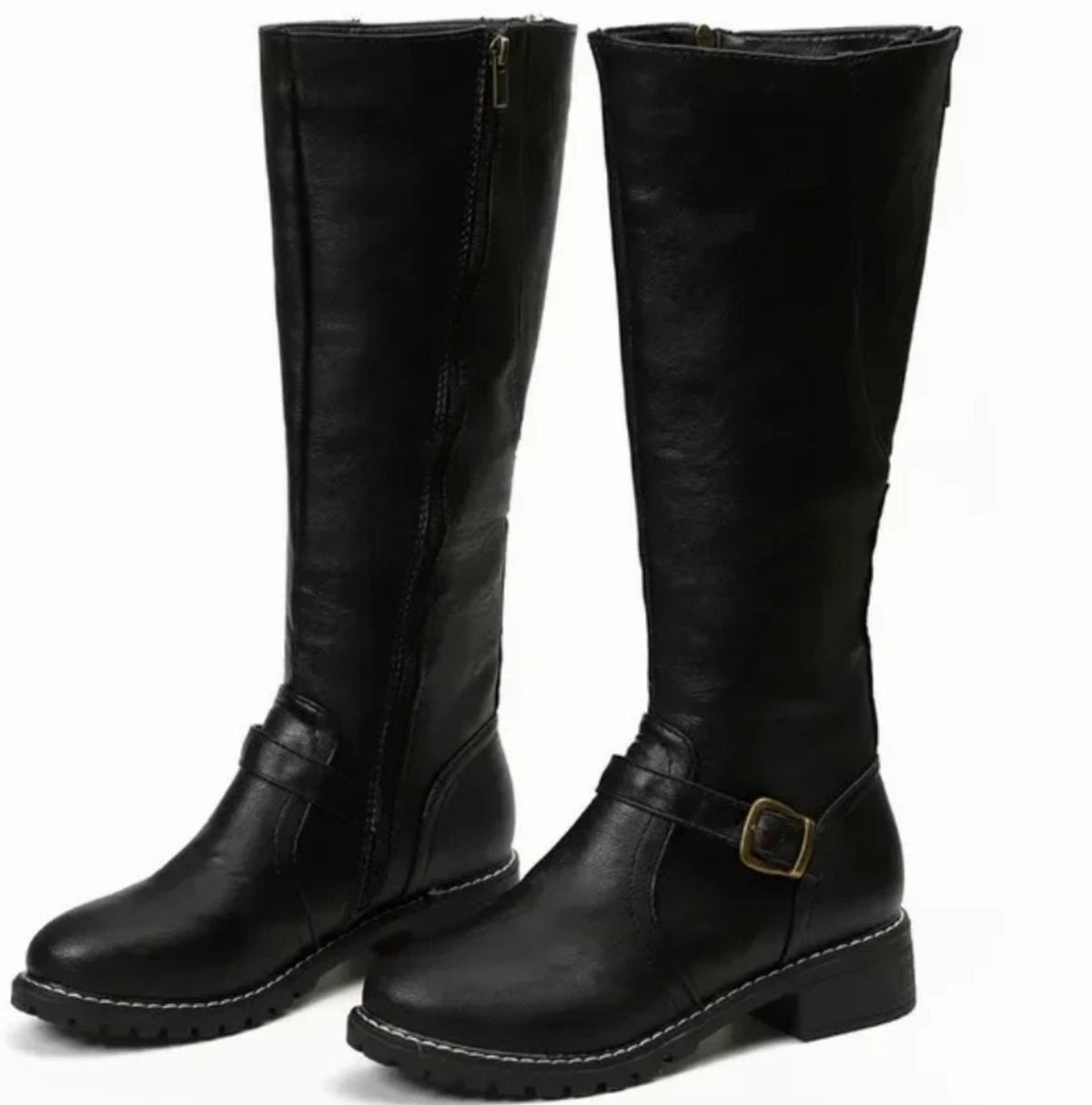 Women's Block-Heel Leather Boots