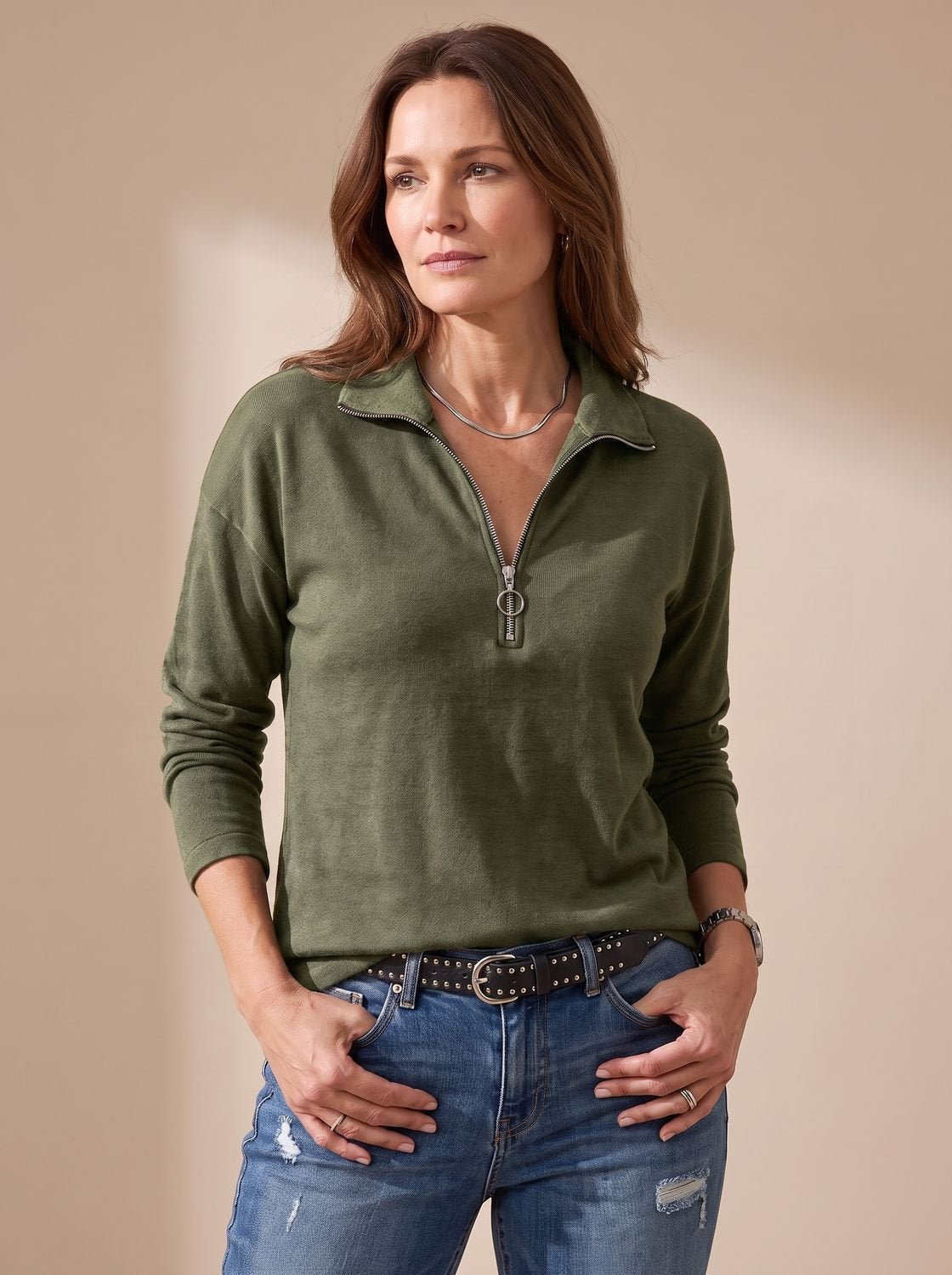 Women's Half-Zip Knit Jumper