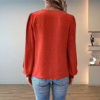 Women's Lace V-Neck Smocked Blouse