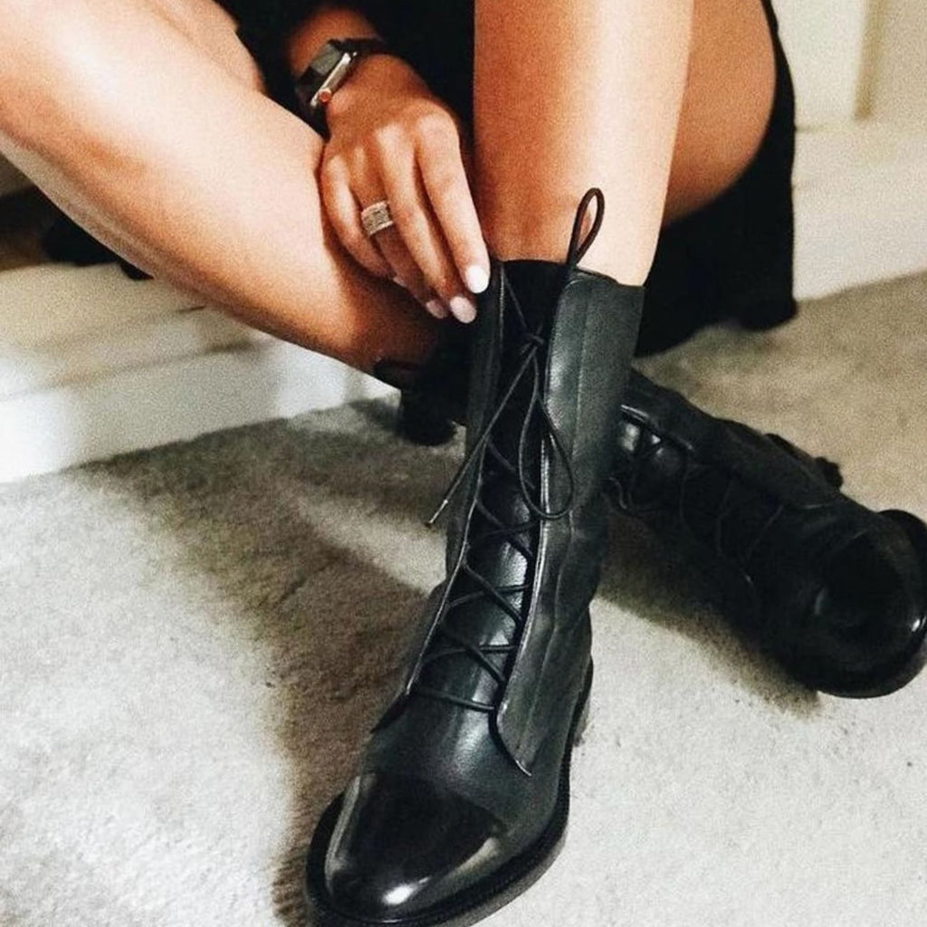 Women's Leather Cap-Toe Ankle Boots