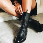 Women's Leather Cap-Toe Ankle Boots