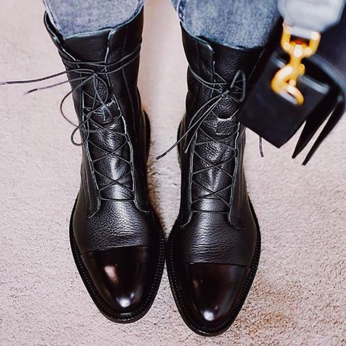 Women's Leather Cap-Toe Ankle Boots