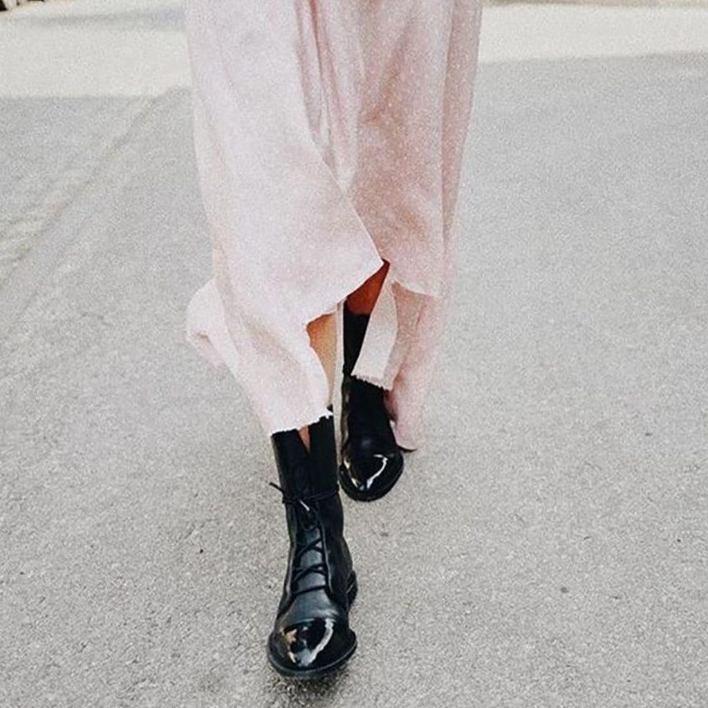 Women's Leather Cap-Toe Ankle Boots