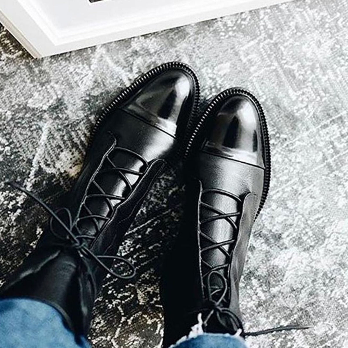 Women's Leather Cap-Toe Ankle Boots