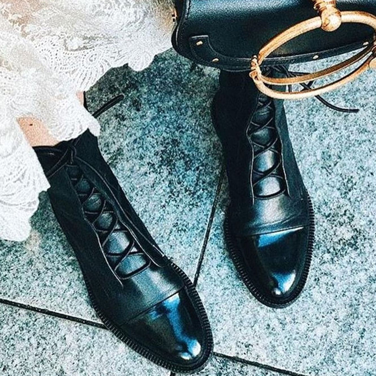 Women's Leather Cap-Toe Ankle Boots