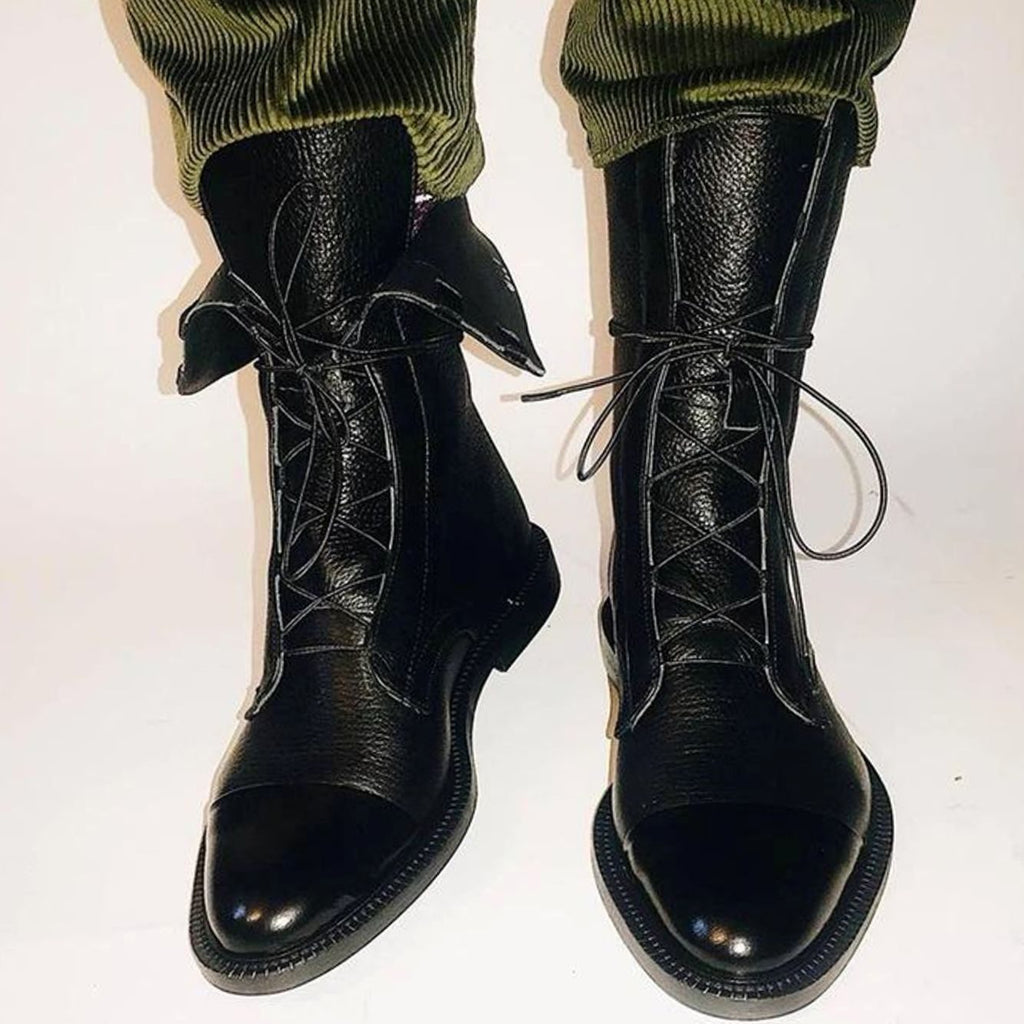 Women's Leather Cap-Toe Ankle Boots