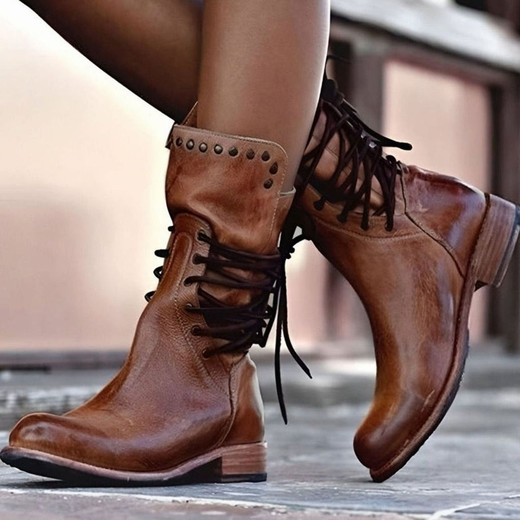 Women's Lace-Up Leather Ankle Boots