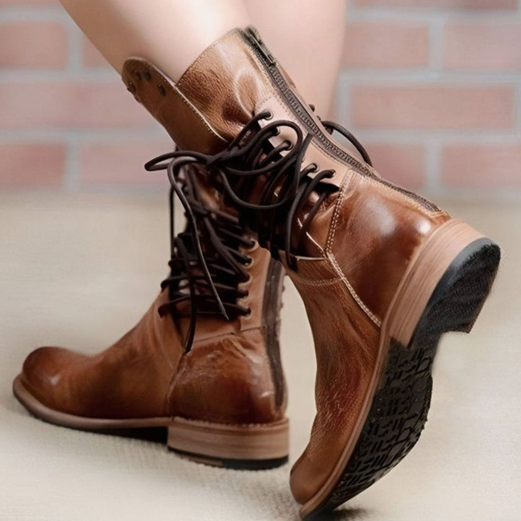Women's Lace-Up Leather Ankle Boots