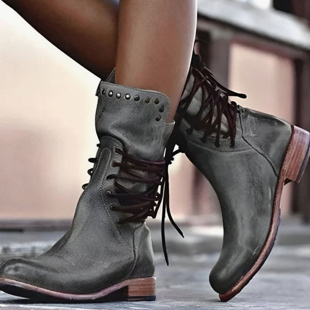 Women's Lace-Up Leather Ankle Boots