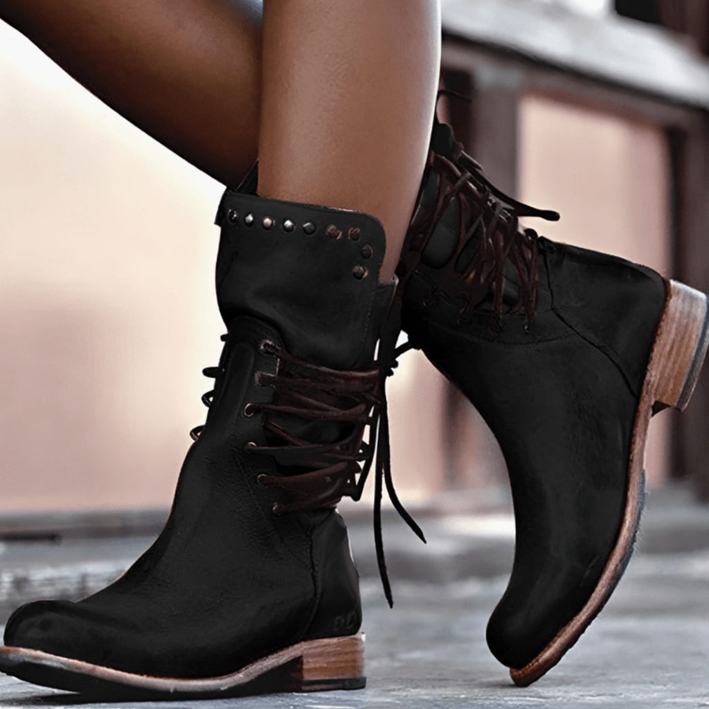Women's Lace-Up Leather Ankle Boots