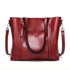 Women's Leather-Look Oil-Wax Tote Bag