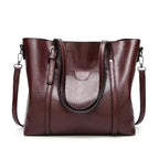 Women's Leather-Look Oil-Wax Tote Bag