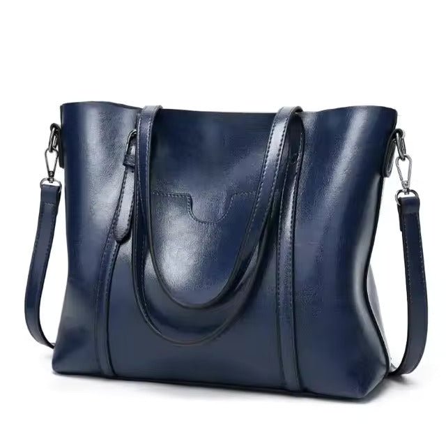 Women's Leather-Look Oil-Wax Tote Bag