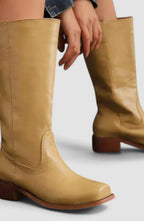 Women's Stacked-Heel Leather Boots