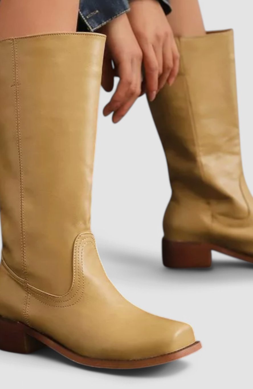Women's Stacked-Heel Leather Boots