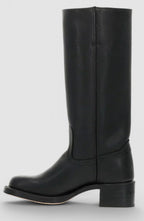 Women's Stacked-Heel Leather Boots