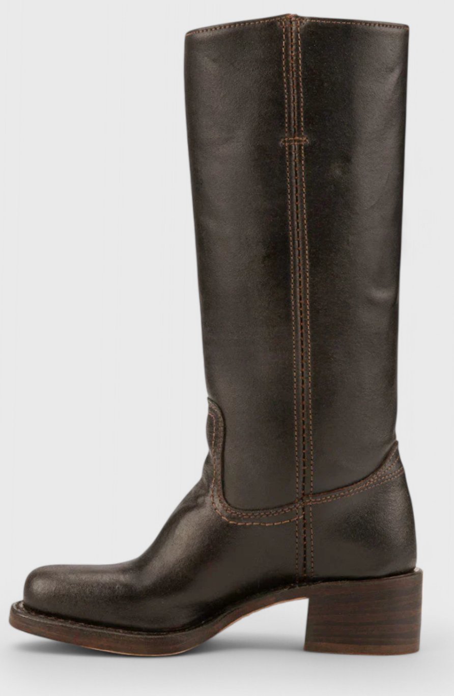 Women's Stacked-Heel Leather Boots