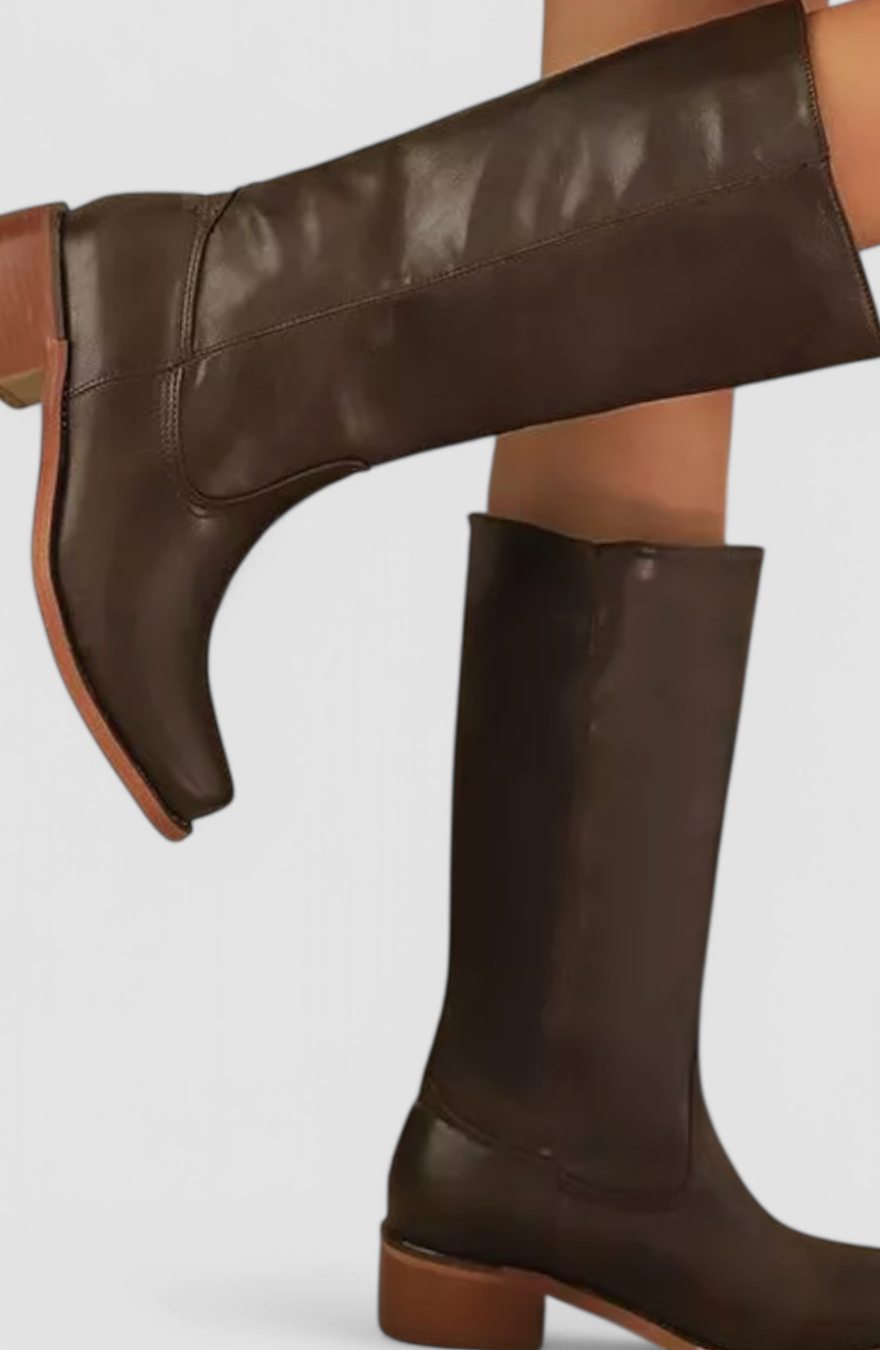 Women's Stacked-Heel Leather Boots