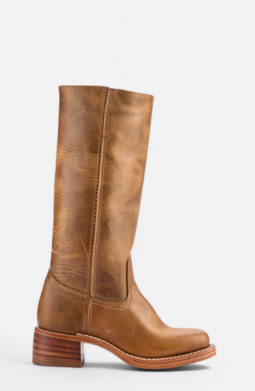 Women's Stacked-Heel Leather Boots
