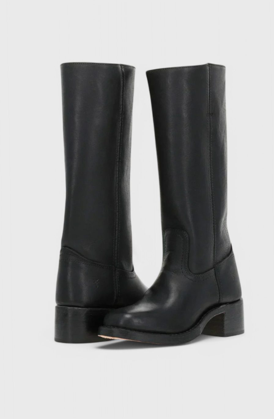 Women's Stacked-Heel Leather Boots