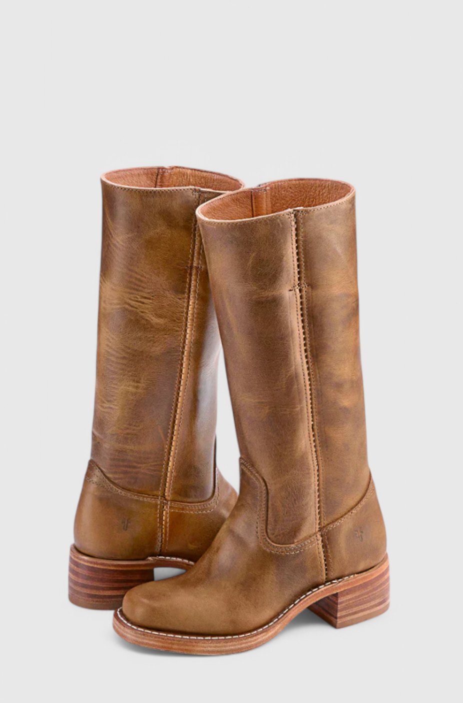 Women's Stacked-Heel Leather Boots