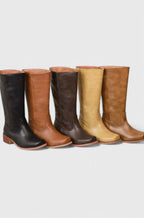 Women's Stacked-Heel Leather Boots