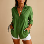 Women's Long Sleeve Linen Blouse