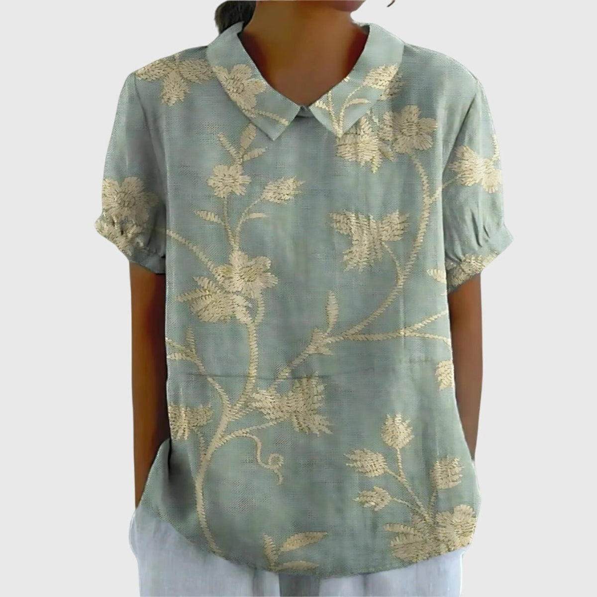 Women's Collared Linen Blouse