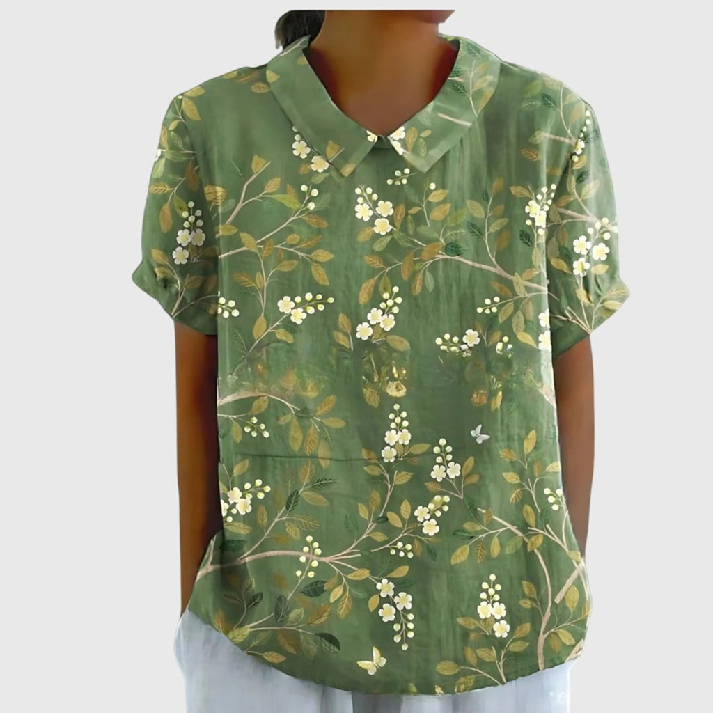 Women's Collared Linen Blouse
