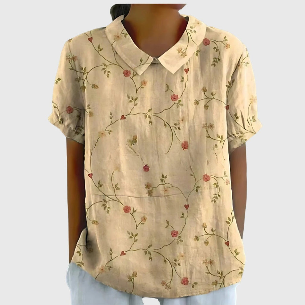 Women's Collared Linen Blouse