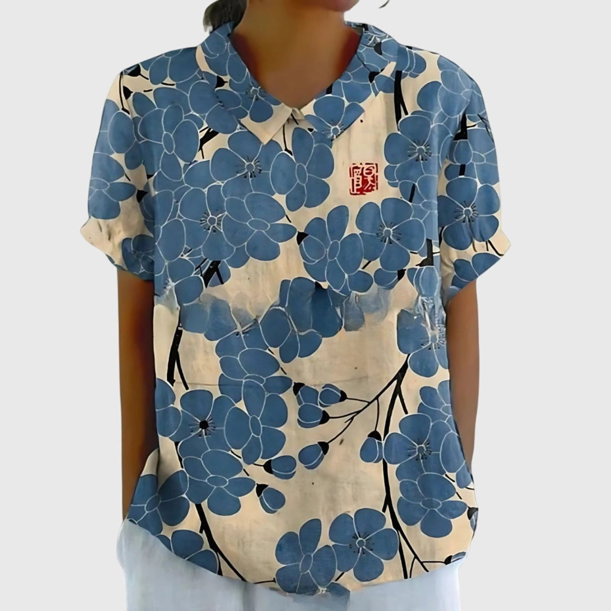 Women's Collared Linen Blouse