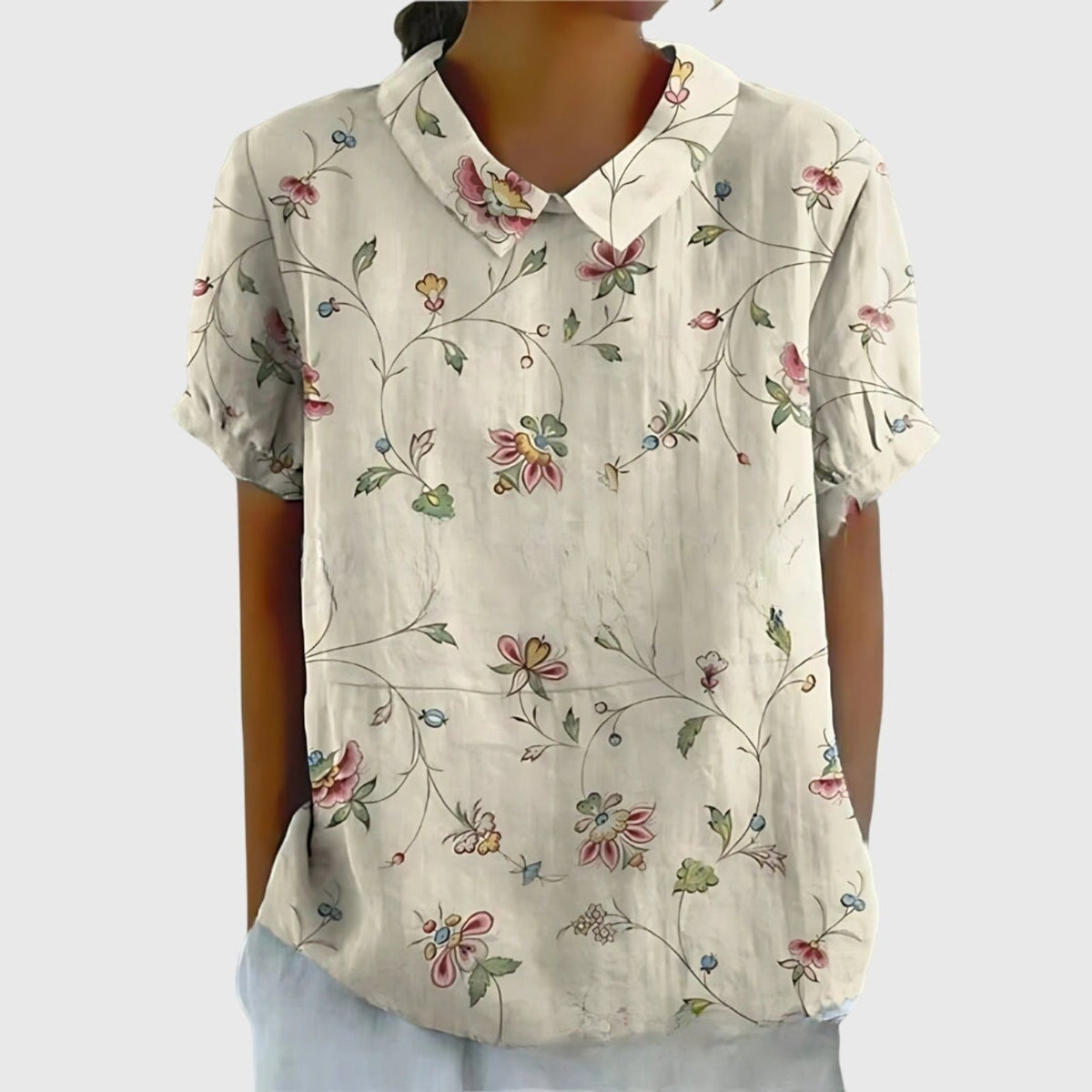 Women's Collared Linen Blouse