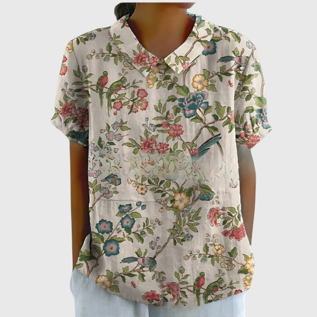 Women's Collared Linen Blouse