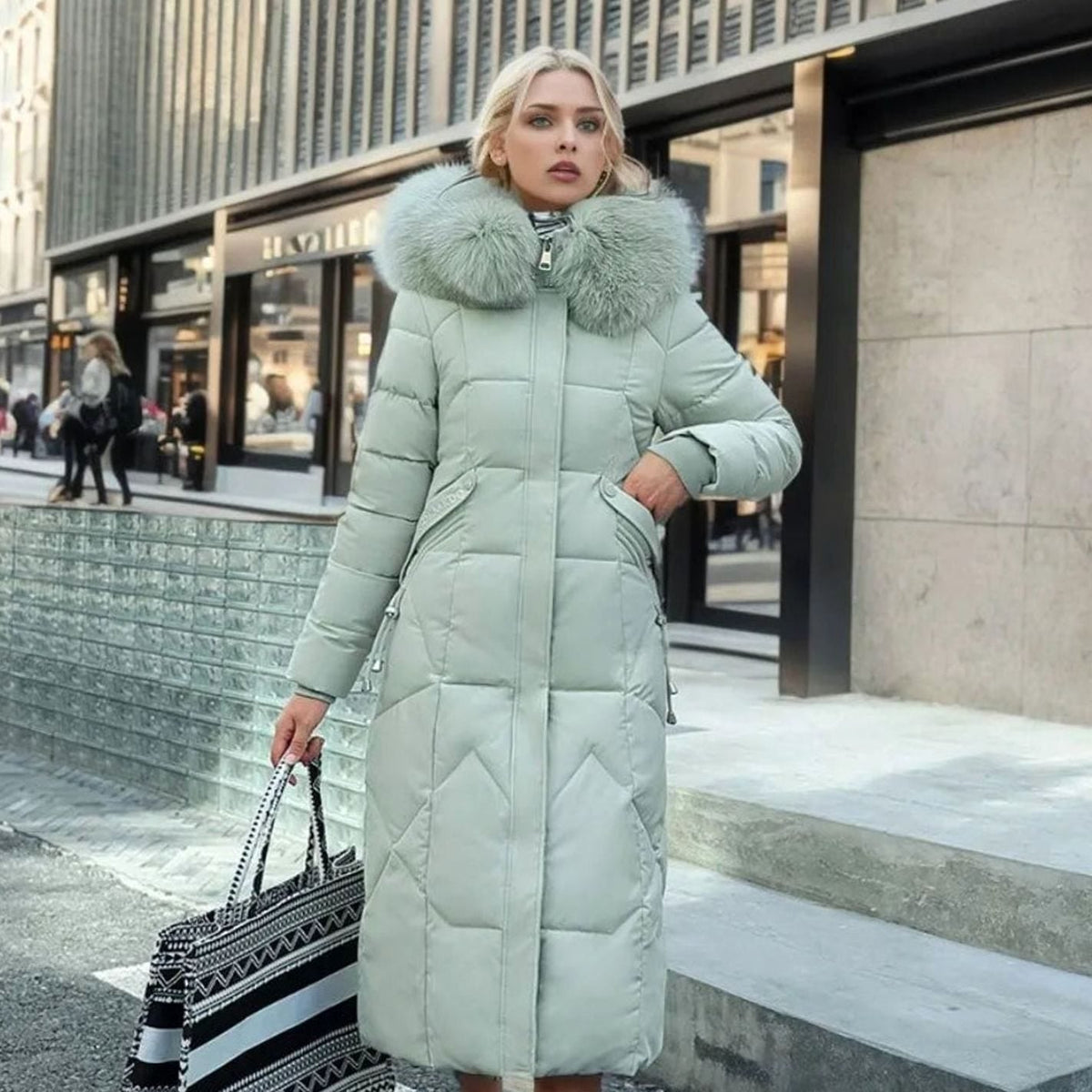 Women's Hooded Quilted Overcoat