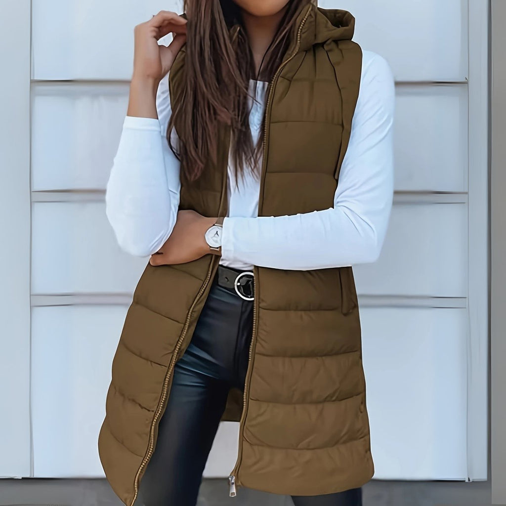 Women's Longline Hooded Puffer Gilet