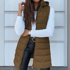 Women's Longline Hooded Puffer Gilet