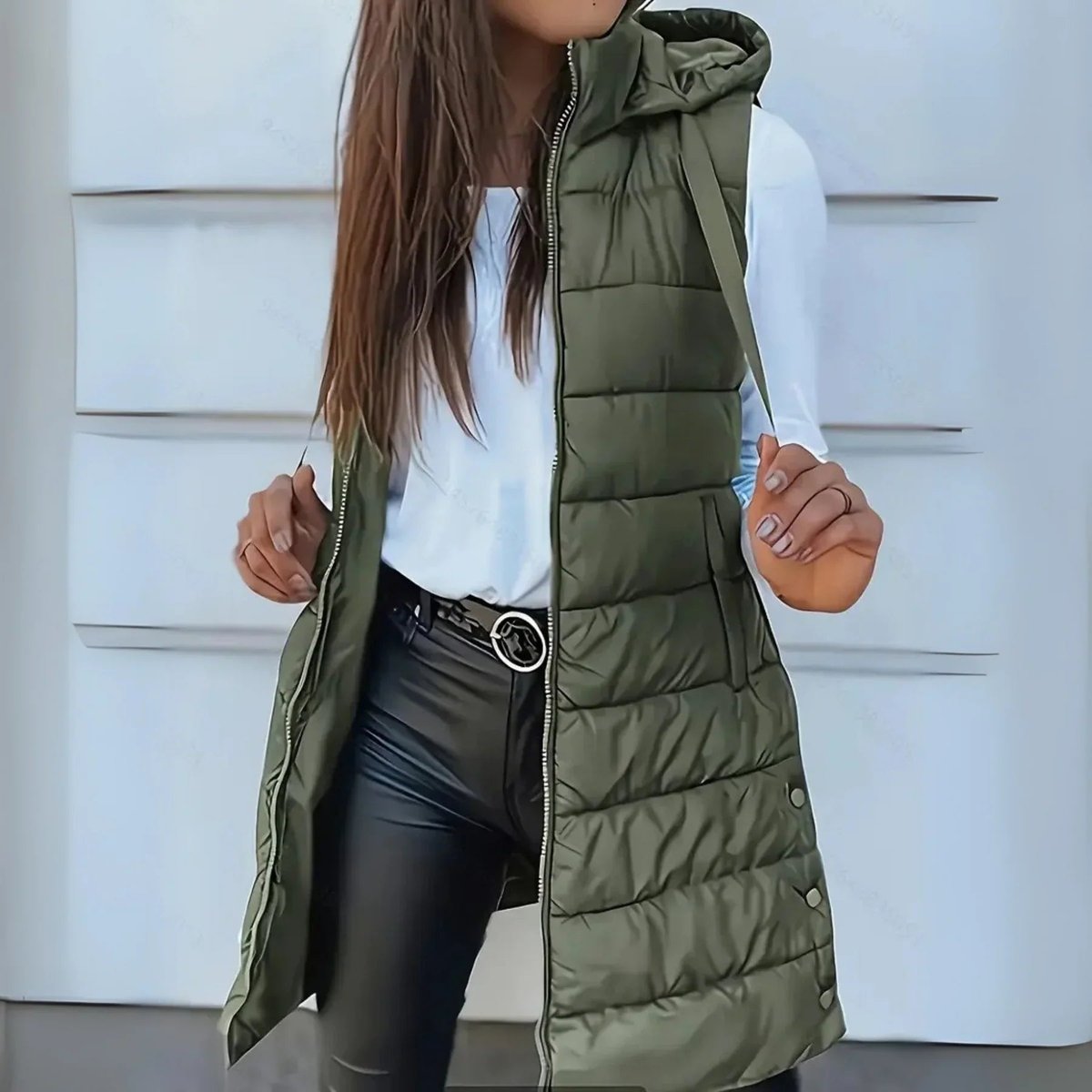 Women's Longline Hooded Puffer Gilet