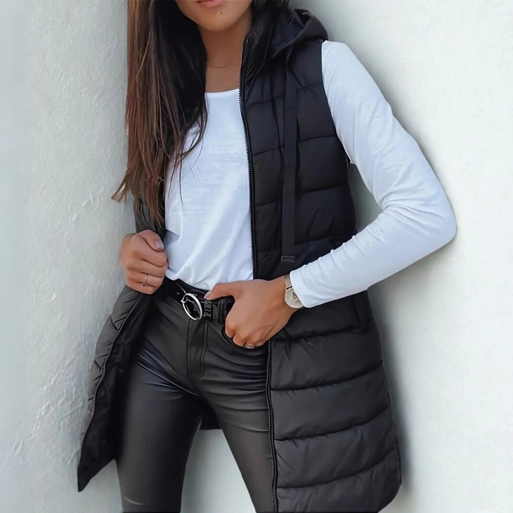 Women's Longline Hooded Puffer Gilet
